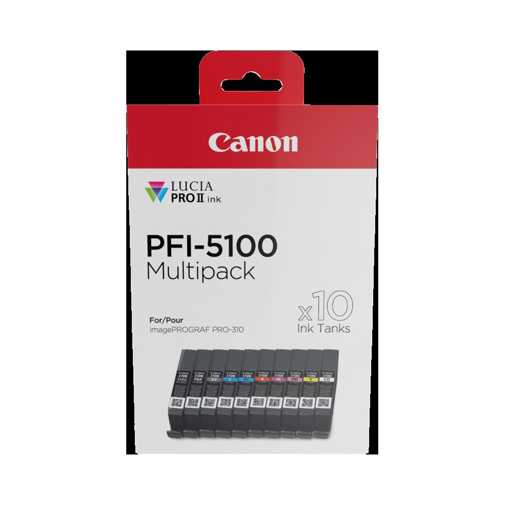Canon PFI-5100 10 Tintentanks Multipack Nero (opaco) / Nero (Foto) / ciano / magenta / giallo / ciano (Foto) / magenta (Foto) / 