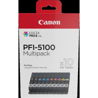 Canon PFI-5100 10 Tintentanks Multipack Nero (opaco) / Nero (Foto) / ciano / magenta / giallo / ciano (Foto) / magenta (Foto) / 