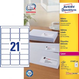 Avery L7160-100 etichetta autoadesiva Rettangolo con angoli arrotondati Permanente Bianco 2100 pz